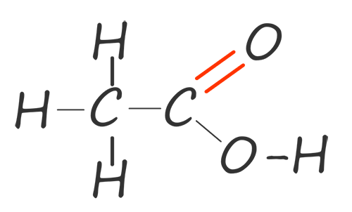 Displayed formula of ethananoic acid.